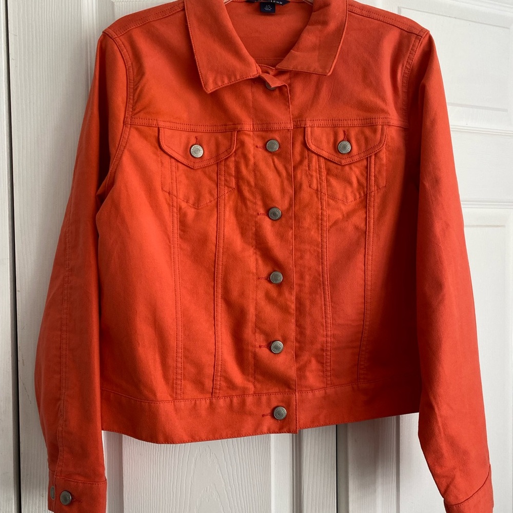 Lands End Jean Jacket LP sz 14–16 Orange  mint condition